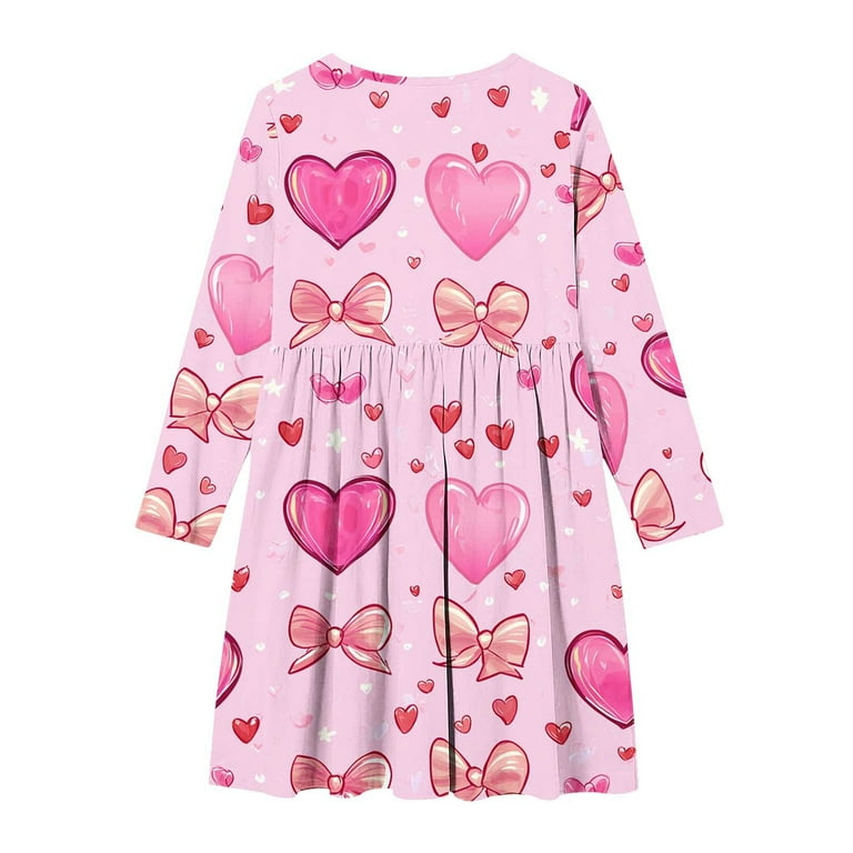 Levmjia Girls 4-14 Years Valentine's Day Long Sleeve Round Neck Ballet Dress  Practice Leotard Glitter Heart Print Kids Dance Costume - Walmart.com
