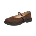 thumbnail image 2 of IEMIEMIEM Mary Jane Shoes Women Suede Ballet Flats Platform Non-Slip Classics Round Toe Ankle Buckle Strap Comfort Casual Dress Work Mary Jane Flat Shoes Coffee 8 Wide, 2 of 7