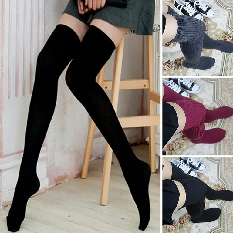 ODOMY Women Thigh High Socks Over the Knee Leg Warmer Tall Long Boot Knit  Stocking Girls Leggings