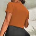 thumbnail image 5 of Gibobby Camisetas de verano para mujer Abrigo punto manga corta con cuello redondo elástico color liso para mujer(Naranja,CH), 5 of 5