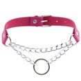 thumbnail image 2 of Collar elegante de metal PU con forma de círculo para mujer, de color morado y rojo, 2 of 2