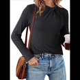 thumbnail image 1 of Blusas de Mujer de Larga Térmicas con Nudo Torcido, Cuello Alto, Informales, Ajustadas, Suaves y Elásticas. Negro M, 1 of 7