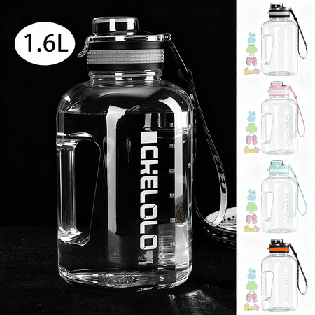 Water Bottle With Handle Ton Ton Bucket Large Belly Cup Summer Water Cup Large Capacity Leakproof PC Marker Motivational Jug For Outdoor Camping Fitness Men & Women