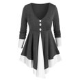 thumbnail image 1 of Tallas grandes Two Tone Empire Cintura Tish T Shirt Rosegal Mangas largas de talla grande, 1 of 5