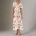 thumbnail image 4 of VEKDONE Robe Imprimée de Mode pour Femme Aguichant à Col Rond à Manches Courtes Robes Robe Maxi Décontractée Confortable pour Toutes les Occasions Rouge TG, 4 of 6