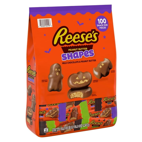 REESE'S Halloween Milk Chocolate Peanut Butter Shapes Candy, Snack Size, 100 pcs.