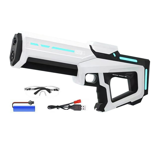 Pistola de agua eléctrica pistolas de agua automáticas recargables para niños y adultos (blanco)
