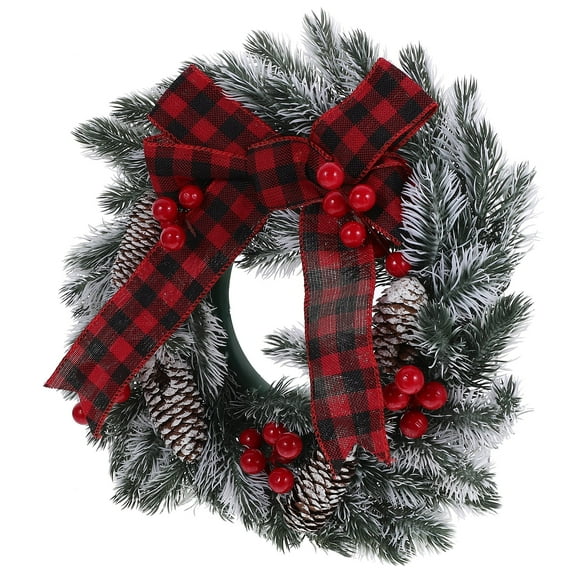 Tersarium Christmas Wreath Flower Bowknot Wreath Front Door Hanging Pendant 11.81*11.81*3.15''
