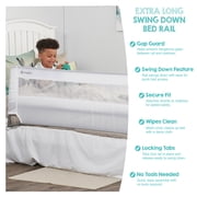 سكة أمان Regalo Extra Long Swing Down Bed للأطفال والصغار، إطار معدني، أبيض