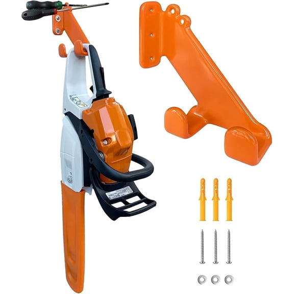 Chainsaw Hanger, 1 Pack Heavy-Duty Wall Mounts with Anti-Rust Coating, 150 LB Capacity per Holder Garage Storage, Orange