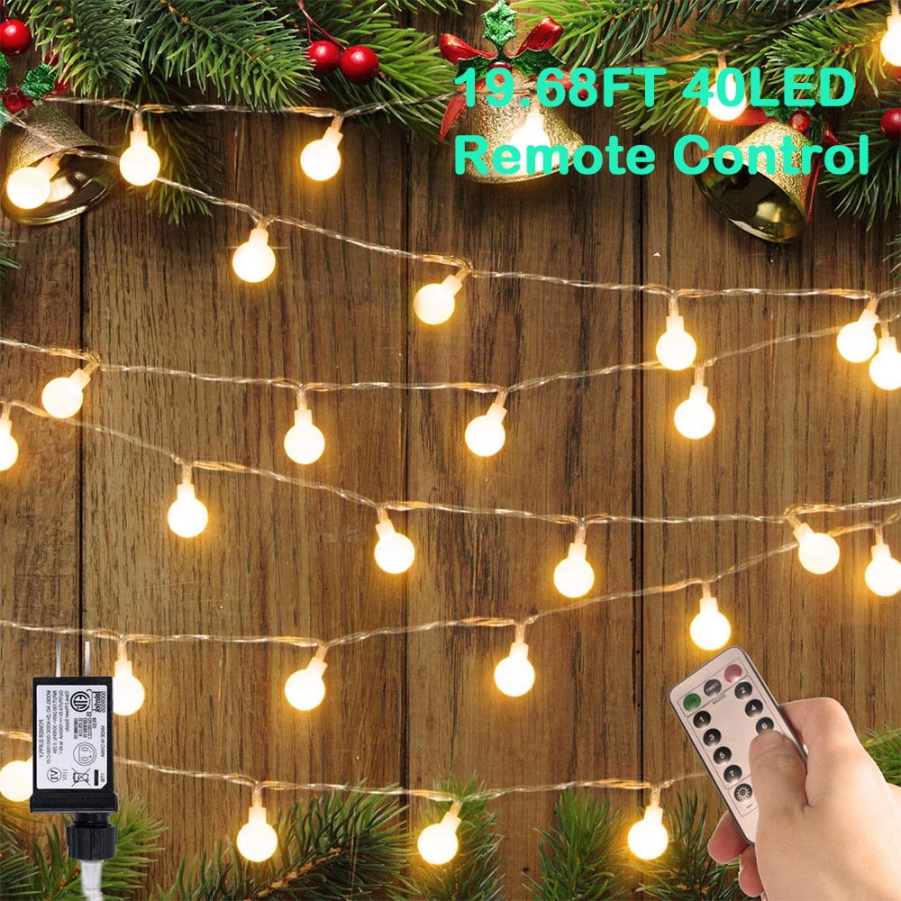 19.68ft 20 LEDs Globe Christmas String Lights Starry Fairy Lights with  Remote Control, Room Decor Ball String Lights for Outdoor Indoor Bedroom  Garden Patio Wedding Christmas Tree, Warm White, Q7245 - Walmart.com