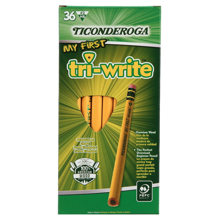 Ticonderoga Tri-Write Beginner No. 2 Pencils - #2 Pencil Grade - Yellow  Barrel - 36 / Box
