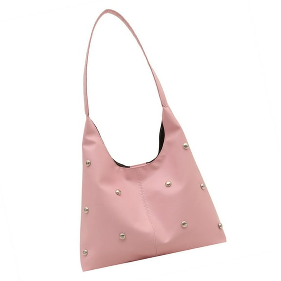 Huhudde Crescents Shoulder Bags Purses Women Punk Rivets Hoboes Bag Leather Clutches Purse Toted Handbags Slouchy Toted Handbag