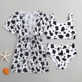 thumbnail image 2 of Xudanell 5-16T Girls 3 Piece Bikini Swimsuit Quick Dry Bathing Suit with Kimono Cover Up (Black, 12-13 Years), 2 of 8