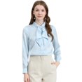 thumbnail image 1 of INSPIRE CHIC Camisas Abotonadas Para Mujer Blusa De Satén Con Cuello Anudado Tops Casuales De Negocios Azul claro S, 1 of 6