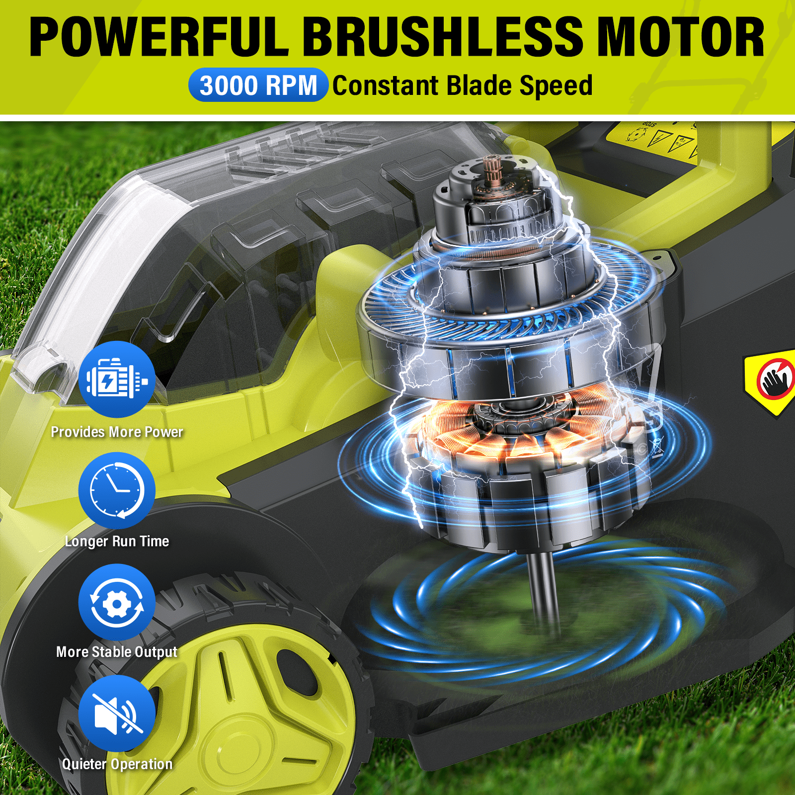40V 16" Cordless Push Lawn Mower, Battery Powered Electric Mower with 2 x 4.0Ah Batteries & Charger, Brushless Motor, 6-Height Adjustment for Garden, Yard and Farm