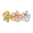 thumbnail image 3 of 14K Rhodium Plated Yellow Gold w/White Rhodium Satin D/C 3-Plumerias Ring Size 7, 3 of 6