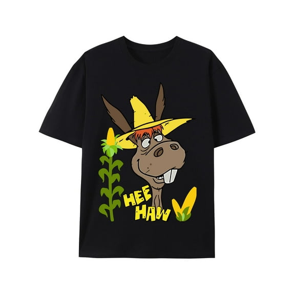 Vintage Classic Print Tee,Tops Has Funny Donkey Graphic ,Casual Round Neck Regular Fit Tee, Size(S-5XL)