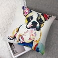 thumbnail image 7 of Acheng Throw Pillow Cover Cute White Frenchie French Bulldog Original Watercolor of Dog Rainbow Hand Square Decorative Throw Pillow Cushion Case for Home Couch Car 18x18in, 7 of 7