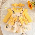 thumbnail image 2 of CAUYDY Baby Girl Matching Outfit Sets 3 6 9 12 Months Newborn Long Sleeve Romper Bodysuit Dress Headband 3PCS Toddler Fall Winter Vintage Clothing Yellow Sizes 3-6 Months, 2 of 7