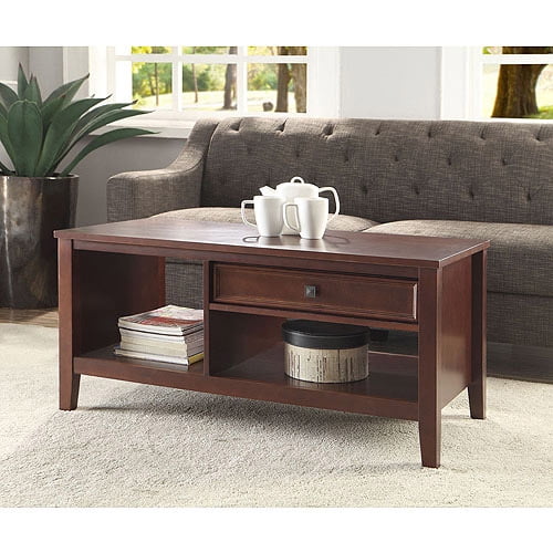 Linon Wander Coffee Table With Drawer Cherry Finish Com Linon Wander Coffee Table With Drawer, Cherry Coffee Table With Storage