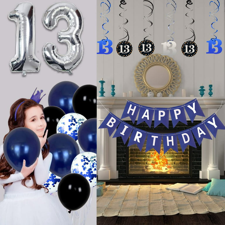  Navy Blue 13th Birthday Decorations for Boys and Girls, Happy  13th Birthday Backdrop, Tablecloth, Balloons Garland Arch Kit - 13th  Birthday Banner Party Supplies Bday Decor for Sweet 13 Year Old