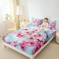 thumbnail image 4 of Feelyou 3D Japanese Blossoms Twin Sheet Sets for Female, Blue Pink Twin Fitted Sheet, Dreamy Flower Floral Flat Sheet, Super Cozy Room Decor, 3-Piece, 4 of 7