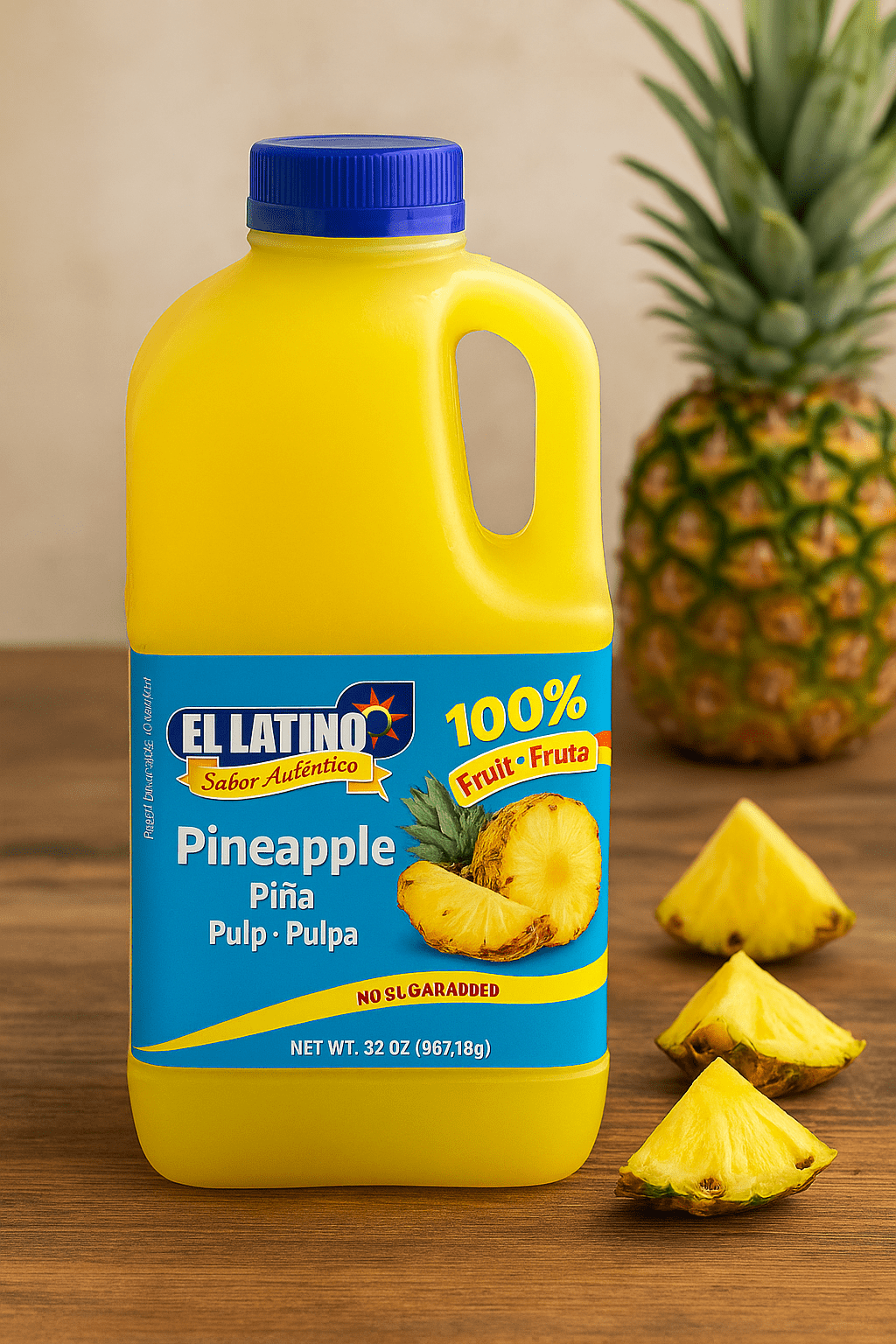 El Latino Piña (Pineapple) Pulp (No Sugar Added) 32oz. Jugs