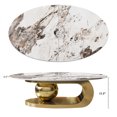 thumbnail image 5 of Oval Faux Marble Coffee Table 49.2", Stainless Steel Base, Modern, 5 of 9