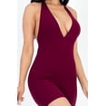 thumbnail image 5 of Relaxed Solid Halter V-Neck Ribbed Bodycon Playsuit, 5 of 11
