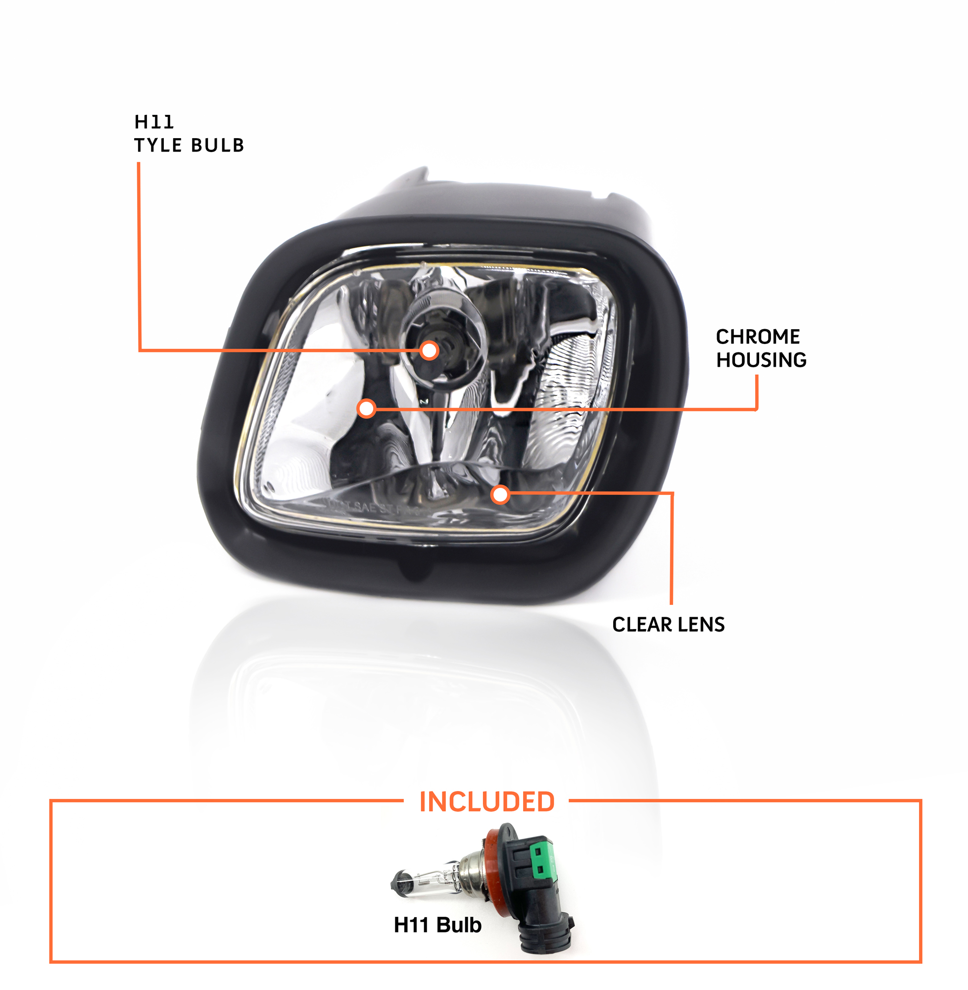 2008-2018 Freightliner Cascadia Left Fog Light w/o DRL (Replaces 