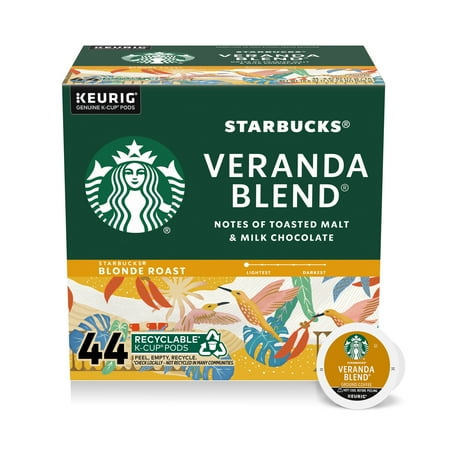 Starbucks Veranda Blend, Hot or Iced Coffee, Blonde Roast K-Cup Coffee Pods, 44 Count