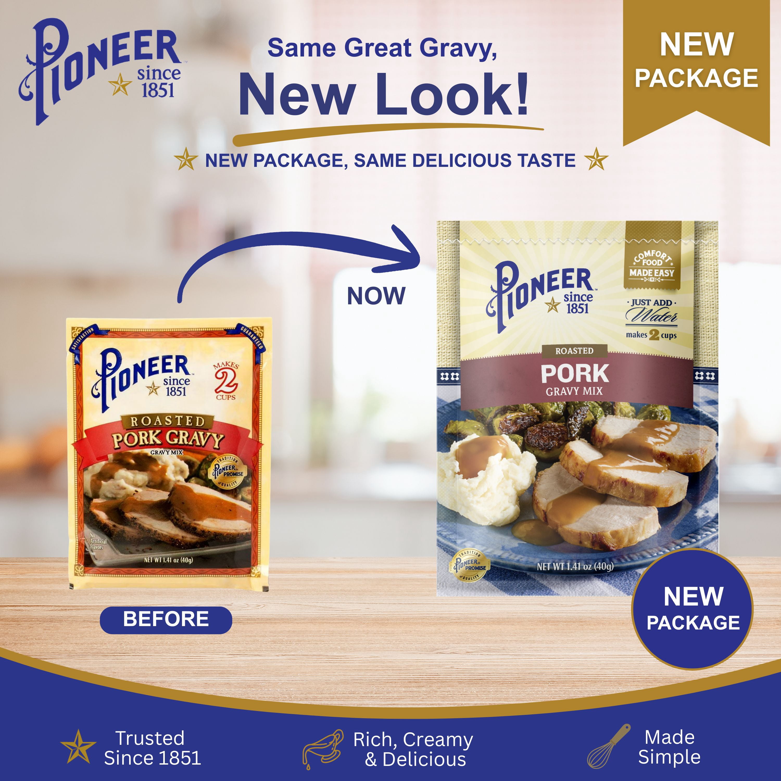 (7 pack) Pioneer Roasted Pork Gravy Mix, 1.41 oz - Quick & Delicious Homestyle Flavor!