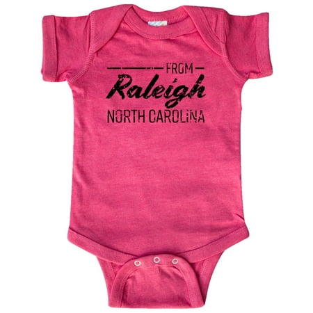 

Inktastic From Raleigh North Carolina in Black Distressed Text Gift Baby Boy or Baby Girl Bodysuit