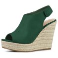 thumbnail image 1 of Sandalias De Cuña Tacón De Plataforma Alpargata Para Mujer Verde esmeralda 36, 1 of 6