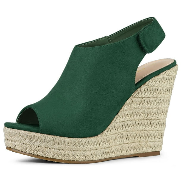 Sandalias De Cuña Tacón De Plataforma Alpargata Para Mujer Verde esmeralda 36