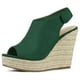thumbnail image 1 of Sandalias De Cuña Tacón De Plataforma Alpargata Para Mujer Verde esmeralda 36, 1 of 6