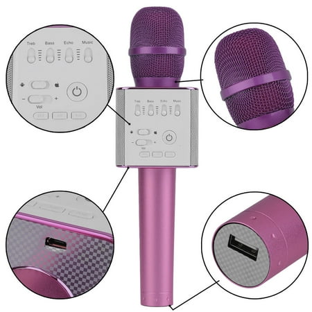 Q9 Super Bass W ireless B luetooth Mobile p hone Karaoke Microp hone Handheld KTV Singing Speaker For IOS For Android