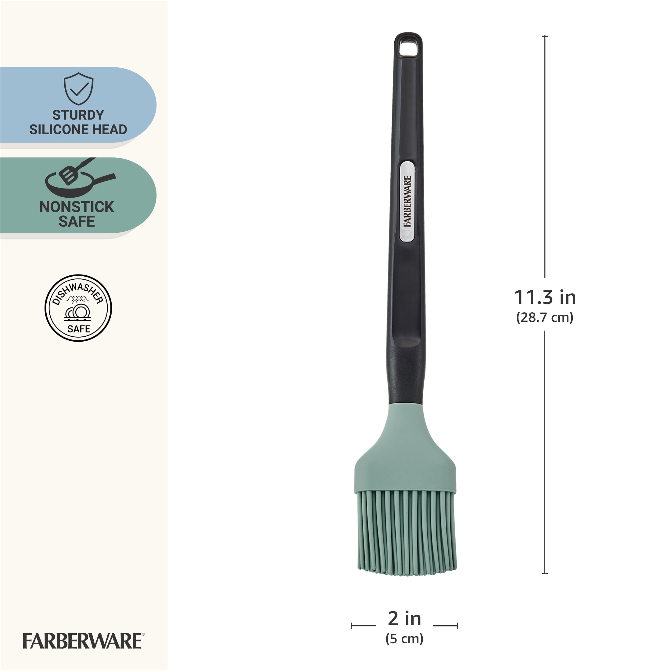 Farberware Professional Silicone Basting Brush with Plastic Handle Sage Green