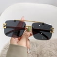 thumbnail image 3 of Gafas de sol con borde sin marco y diseño distintivo de leopardo con vetas de madera, gafas de sol con protección solar sin marco y doble haz, 3 of 5