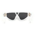 thumbnail image 2 of Womens Lion Emblem Triangular Shield Luxury Fashion Sunglasses White Black, 2 of 4