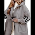 thumbnail image 2 of Chaqueta Cortavientos de Punto con Capucha y Larga para Mujer, de Gran Tamaño, Informal, con Cordón Ajustable en la Cintura y Cremallera. Gris M, 2 of 7
