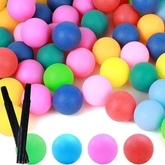 50 Pieces Table Tennis Balls,Happon Colored Ping Pong Balls with 2 Pcs Pen,40 mm Plastic Table Tennis for Arts and Craft, Party Decoration,Pet Toy