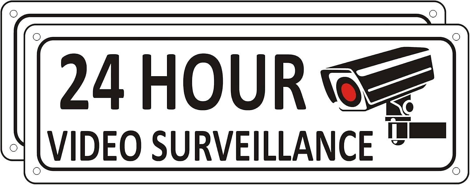 Video Monitor Sign Security Camera Sign Metal, (2 Pack) Video Surveillance Signs Small, 10 ...