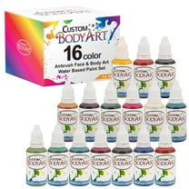 16 Color 1oz Airbrush Face & Body Art Paint Kit Water-Based Custom Temp Tattoo