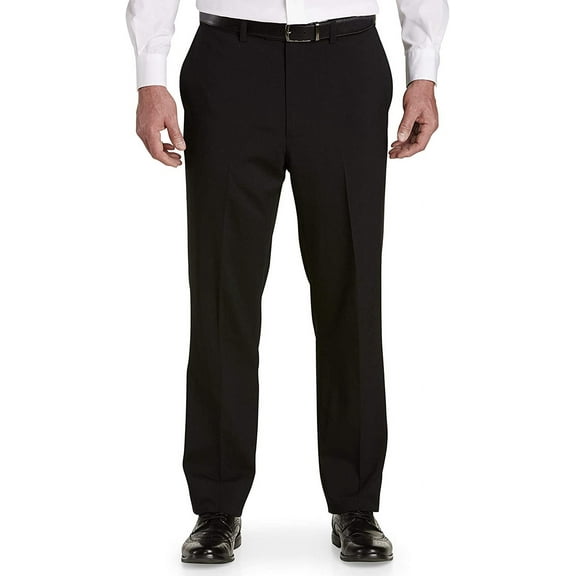 Gold Series by DXL Men's Big and Tall  Men's Big & Tall Flat-Front Perfect Fit Suit Pants, Black, 48W X 32L 48 x 32