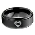 thumbnail image 2 of Tungsten Gaming Gamer Controller Pad Heart Emoji Band Ring 8mm Men Women Comfort Fit Black Step Bevel Edge Brushed Polished, 2 of 4