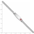 thumbnail image 3 of Bracelet Médical en Or Blanc 14K Forme Diamant Doux Émail Rouge Maillon Plat, 3 of 3