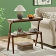 thumbnail image 2 of 2-Tier Modern Coffee Table, Wood Farmhouse Rustic Center Table with Open Shelves and 4 Legs, Lightweight Beside Table for Small Space, Living Room, Bedroom, Dark Brown, 2 of 6