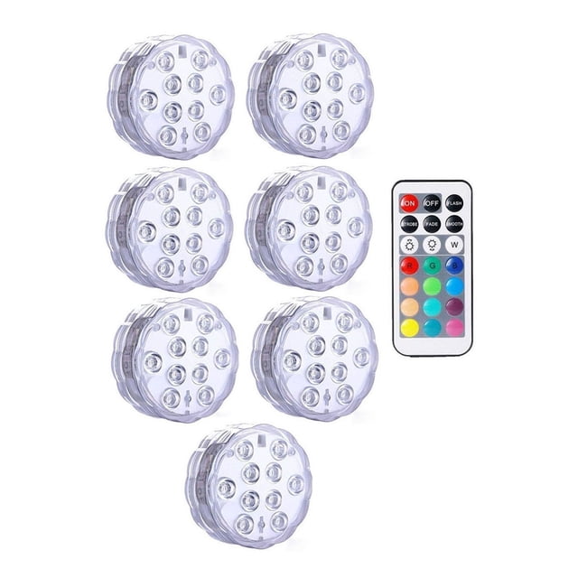 10leds RGB Submersible Light Underwater LED Night Light Swimming Pool Light For Outdoor Vase Fish Tank Pond Disco Wedding Party ,Easy to Install